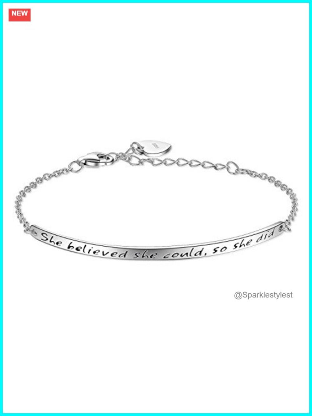 Sterling Silver White Gold Plated Inspirational Bracelet